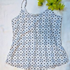 Pink Republic Summer Loose Tank Cami sz M/L Blue White Lined Spaghetti Straps